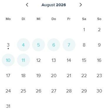 Kalender zur Terminauswahl